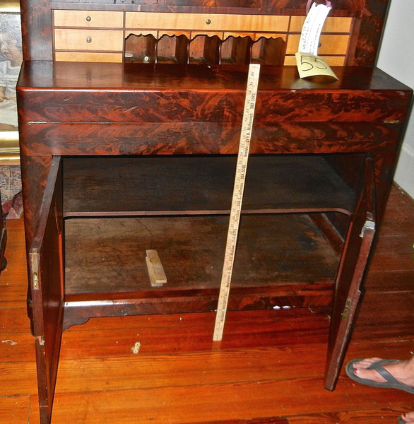 Handsome Antique Flame Mahogany Secretary - 19th Century