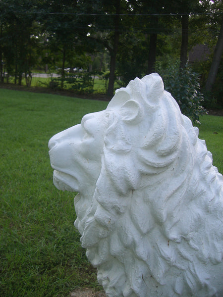 Magnificent Pair of Antique Life- Size Lion Statues in Cast Iron, , Statues, Deep South Antiques