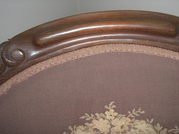 Victorian Renaissance Revival Walnut Needlepoint Parlor Armchair circa 1875