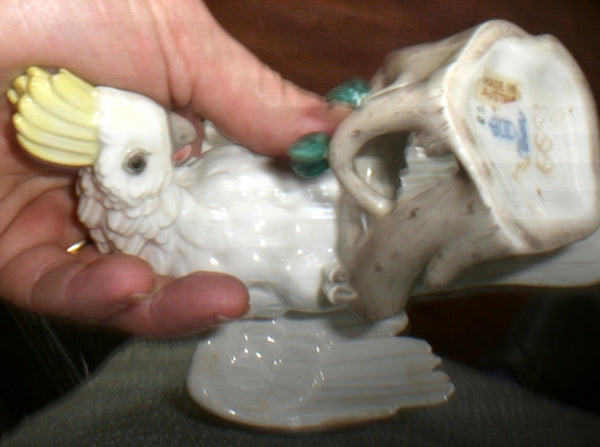 Pair of Porcelain Wien Augarten Cockatoo Bird Figurines Art Deco