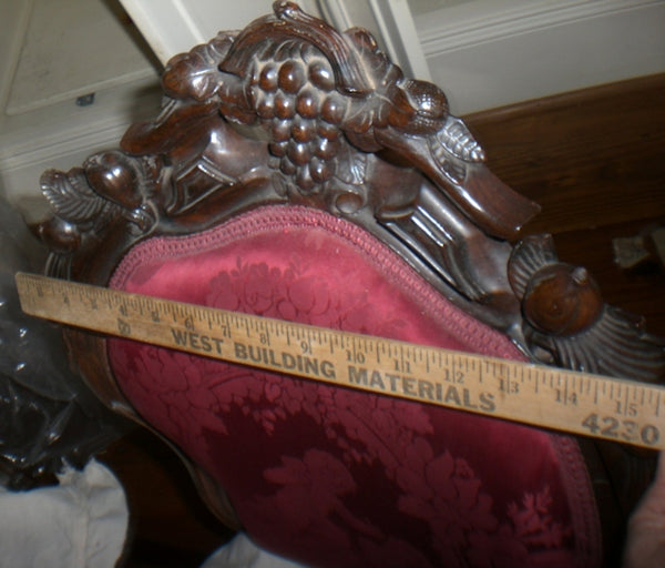 Two Rococo Ladies Red Silk Side Chairs - 1850’s