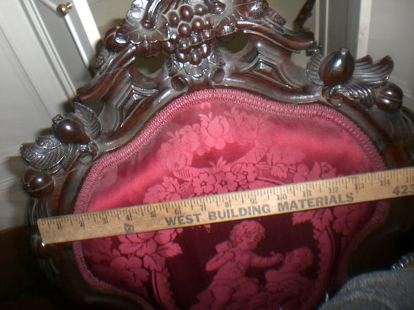 Two Rococo Ladies Red Silk Side Chairs - 1850’s