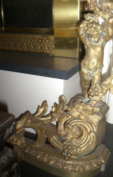 Fireplace Ormolu Fender, Screen and Cupid Andirons - French Ormolu, 19th Century, , Decoratives, Deep South Antiques