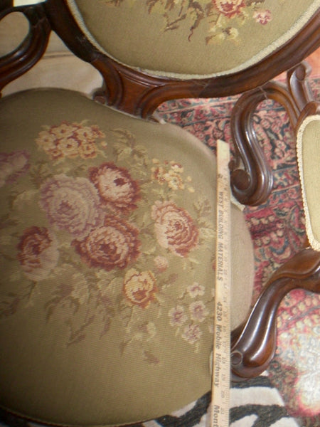 Victorian Renaissance Revival Walnut Needlepoint Parlor Armchair circa 1875