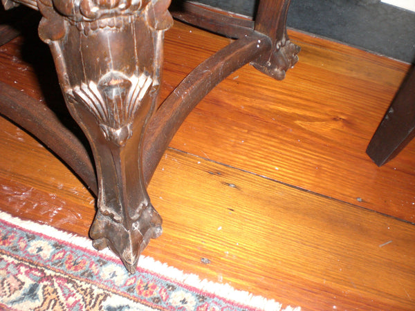 Finely Carved Oriental Teak Marble Top Chinese Plant Stand Asian End Table, , Tables, Deep South Antiques Deep South Antiques