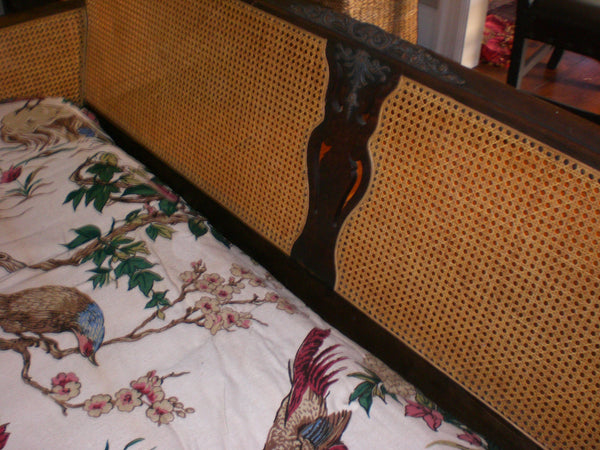 Woven Wicker Caned Sofa in French Provincial style