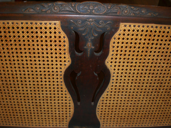 Woven Wicker Caned Sofa in French Provincial style