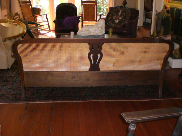 Woven Wicker Caned Sofa in French Provincial style