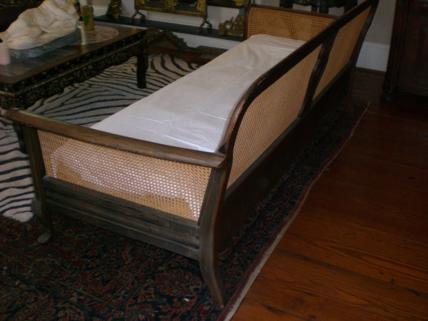 Woven Wicker Caned Sofa in French Provincial style