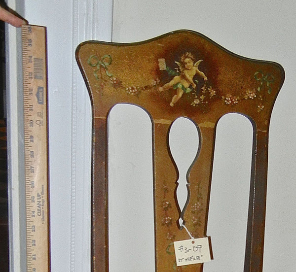 Antique Wood Chair With Hand-Painted Cupid Motif, , , Deep South Antiques Deep South Antiques