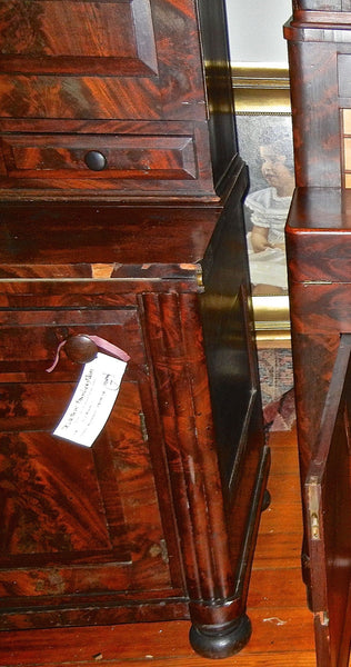 Handsome Antique Flame Mahogany Secretary - 19th Century, , Cabinets, Deep South Antiques