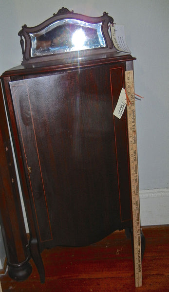 Antique French Style Mahogany Music Cabinet Beveled Mirror Marquetry Case Chest Vanity, , Cabinets, Deep South Antiques Deep South Antiques