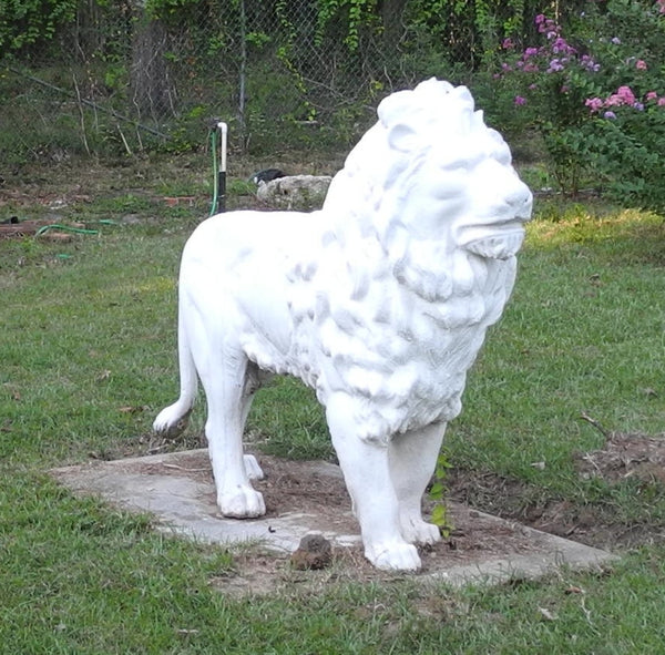 Magnificent Pair of Antique Life- Size Lion Statues in Cast Iron, , Statues, Deep South Antiques