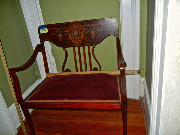 Antique Parlor Settee Velvet Love Seat Edwardian Style, , Sofas, Deep South Antiques Deep South Antiques