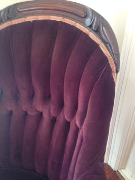 Purple Velvet Sleepy Hollow Walnut Platform Rocking Chair