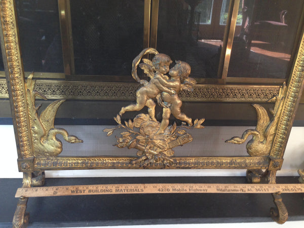 Fireplace Ormolu Fender, Screen and Cupid Andirons - French Ormolu, 19th Century, , Decoratives, Deep South Antiques