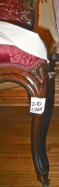 Two Rococo Ladies Red Silk Side Chairs - 1850’s, , Chairs, Deep South Antiques