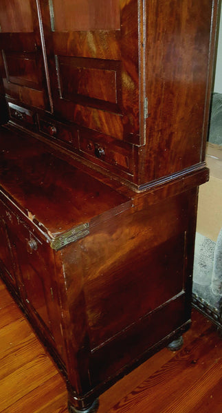 Handsome Antique Flame Mahogany Secretary - 19th CenturyHandsome Antique Flame Mahogany Secretary - 19th Century