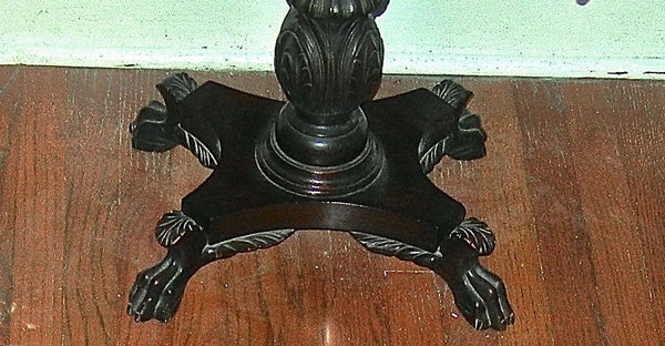 American Empire Mahogany 3 Drawer Drop Leaf End Table with Paw Feet, , Tables, Deep South Antiques Deep South Antiques