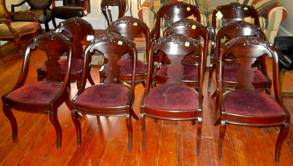 Set of 10 Seignouret Chairs and Mahogany Table - American