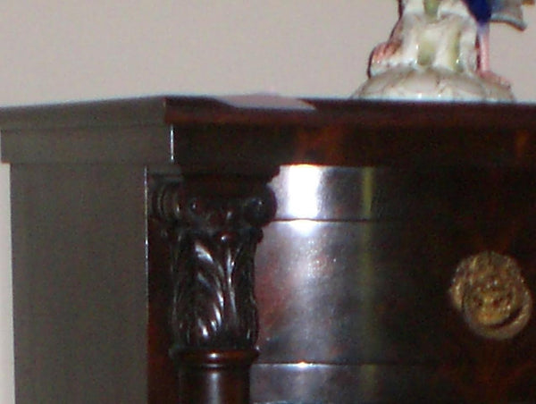 American Dining Room Mahogany Cabinet with Veneered Columns and Dore Handle, , Cabinets, Deep South Antiques Deep South Antiques