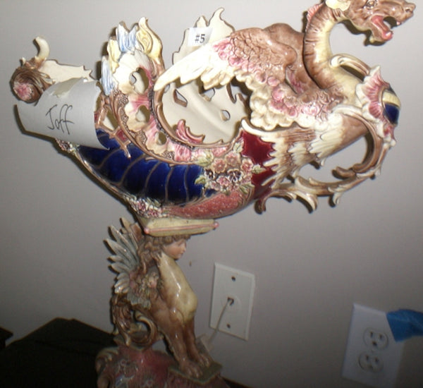 Majolica Ewer Jardinere Center Bowl - 1830