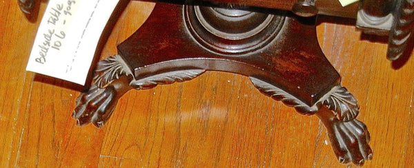 American Empire Mahogany 3 Drawer Drop Leaf End Table with Paw Feet, , Tables, Deep South Antiques Deep South Antiques