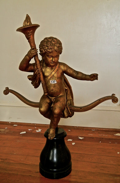 Gold Gilt Cherub Putti Magnificent Hand Carved French Antique 