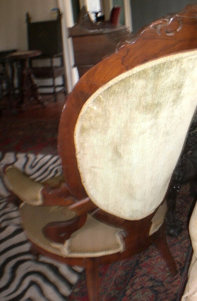 Victorian Renaissance Revival Walnut Needlepoint Parlor Armchair circa 1875