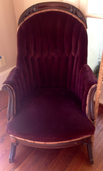 Purple Velvet Sleepy Hollow Walnut Platform Rocking Chair