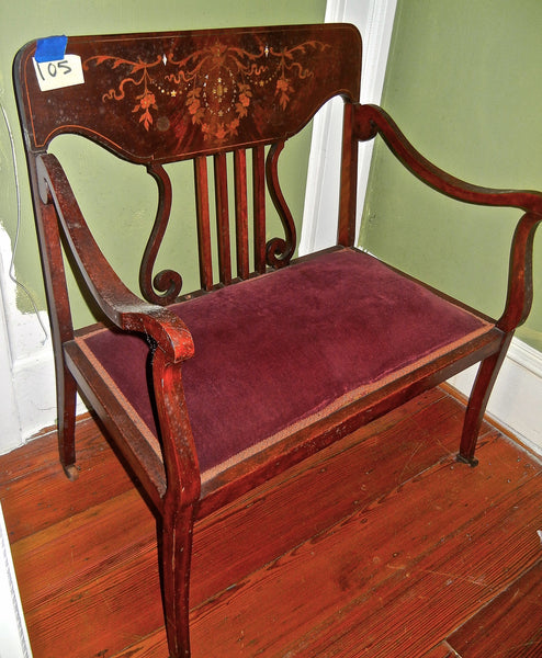 Antique Parlor Settee Velvet Love Seat Edwardian Style, , Sofas, Deep South Antiques Deep South Antiques
