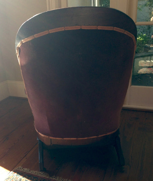 Purple Velvet Sleepy Hollow Walnut Platform Rocking Chair