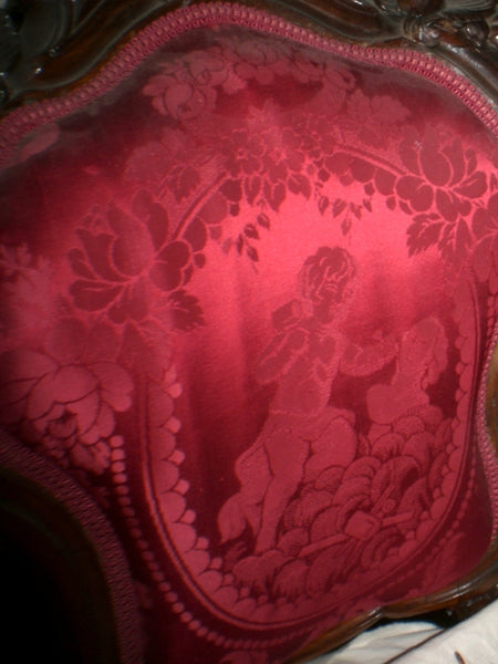 Two Rococo Ladies Red Silk Side Chairs - 1850’s