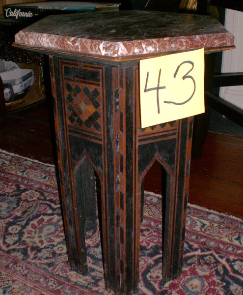 Finely Carved Oriental Marble Top Chinese Plant Stand Asian End Table, , Tables, Deep South Antiques Deep South Antiques