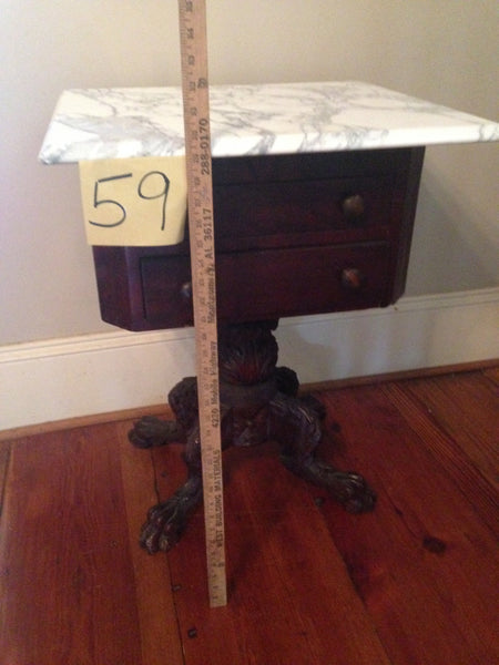 Empire Mahogany Table Two Drawer with Heavy Carved Paw Feet, , Tables, Deep South Antiques Deep South Antiques