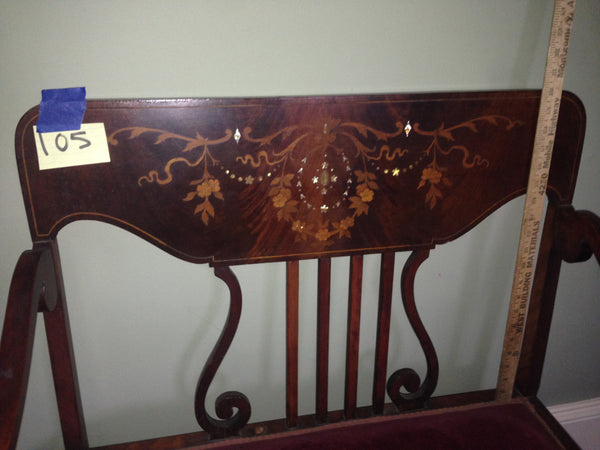 Antique Parlor Settee Velvet Love Seat Edwardian Style, , Sofas, Deep South Antiques Deep South Antiques