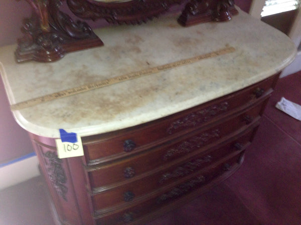 Antique Victorian Crotch Mahogany & White Marble Top Chest of Drawers, , Dressers, Deep South Antiques Deep South Antiques