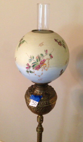 Antique Brass Kerosene Piano Lamp - Electrified, , Lamps, Deep South Antiques Deep South Antiques