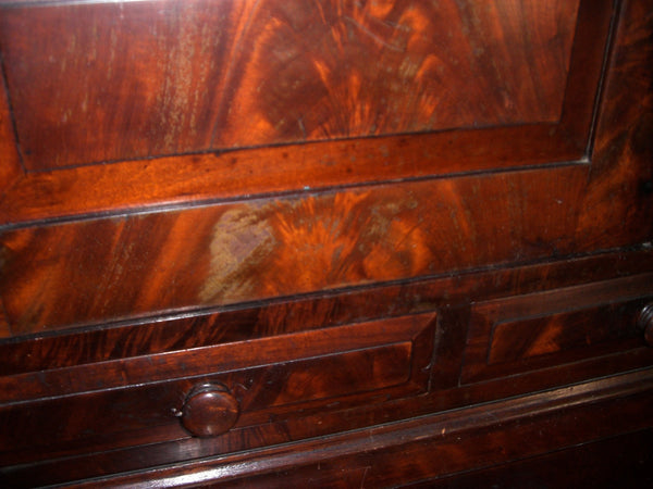 Handsome Antique Flame Mahogany Secretary - 19th Century