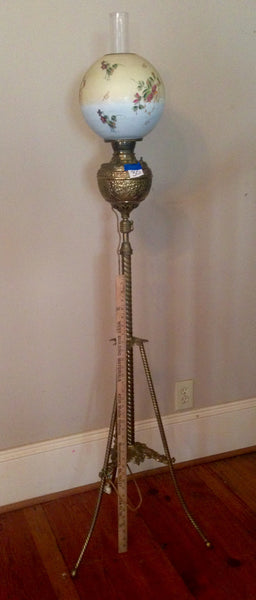 Antique Brass Kerosene Piano Lamp - Electrified, , Lamps, Deep South Antiques Deep South Antiques