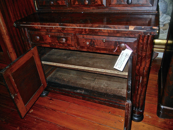 Handsome Antique Flame Mahogany Secretary - 19th Century, , Cabinets, Deep South Antiques