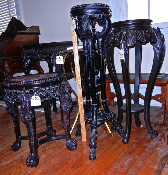 Antique Dark Wood Pedestal Plant Stand, , Tables, Deep South Antiques 