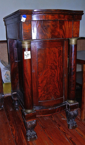 Mahogany Side Liquor Cabinet with Dore Bronze accents and Veneered Columns